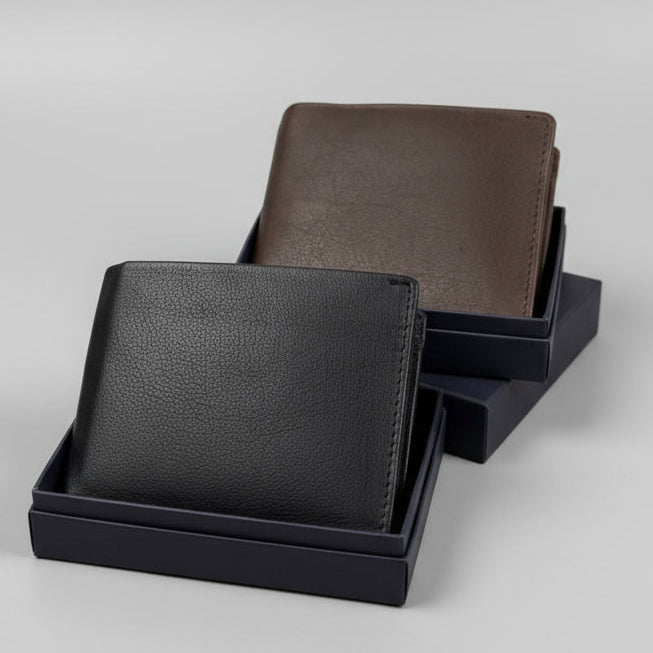 Portefeuille pour homme avec volet latéral gauche et protection RFID