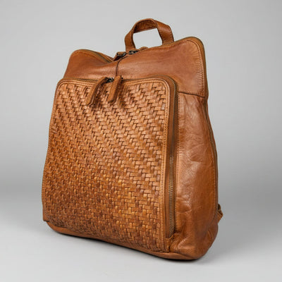 Sac à dos classique en cuir MET avec devant tissé et bretelles réglables