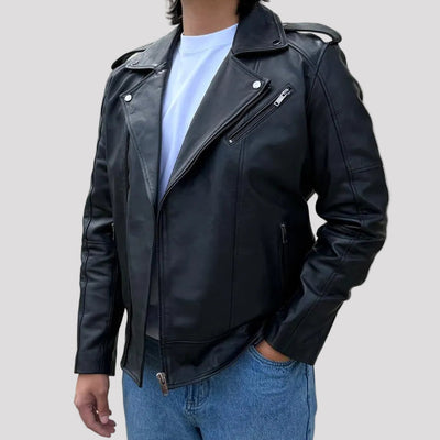 Men's Soft Lamb Leather Biker-Look Jacket