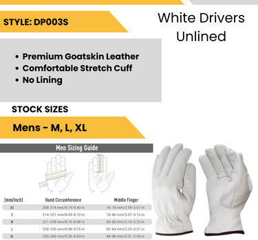 White Drivers Unlined