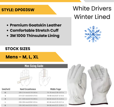 White Drivers Winter Lined