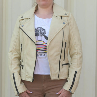 Blouson de motard femme en cuir de mouton