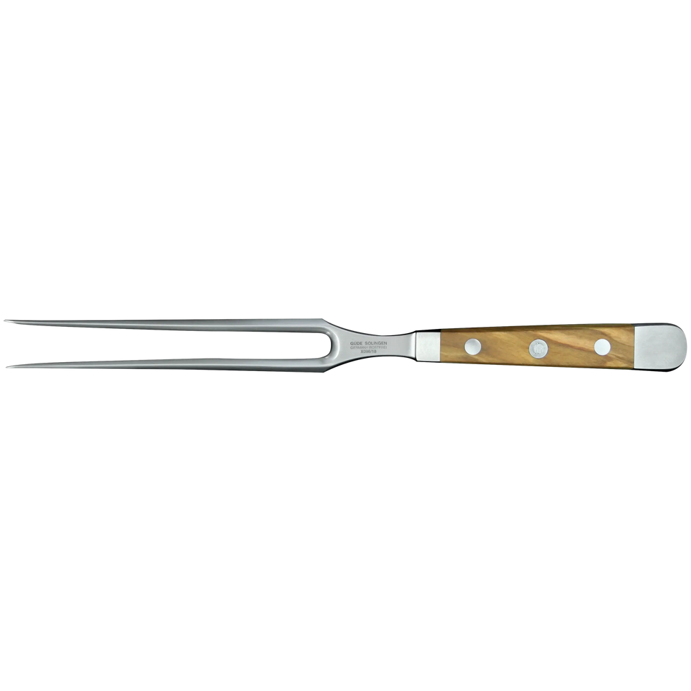 ALPHA OLIVE | Fourchette à viande 18 cm | Acier forgé / Manche en bois d'olivier