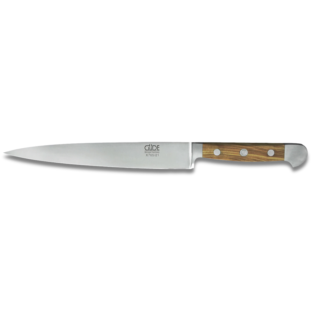 ALPHA OLIVE | Couteau à jambon / à découper 20 cm | Acier forgé / Manche en bois d'olivier
