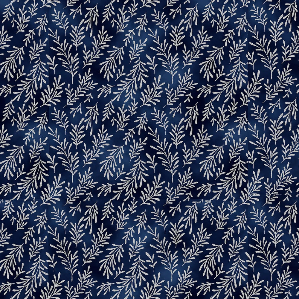 Hoffman - Midnight Perch - Midnight Silver Leaves - X7799H-128S — Cottage Quilting Ltd.