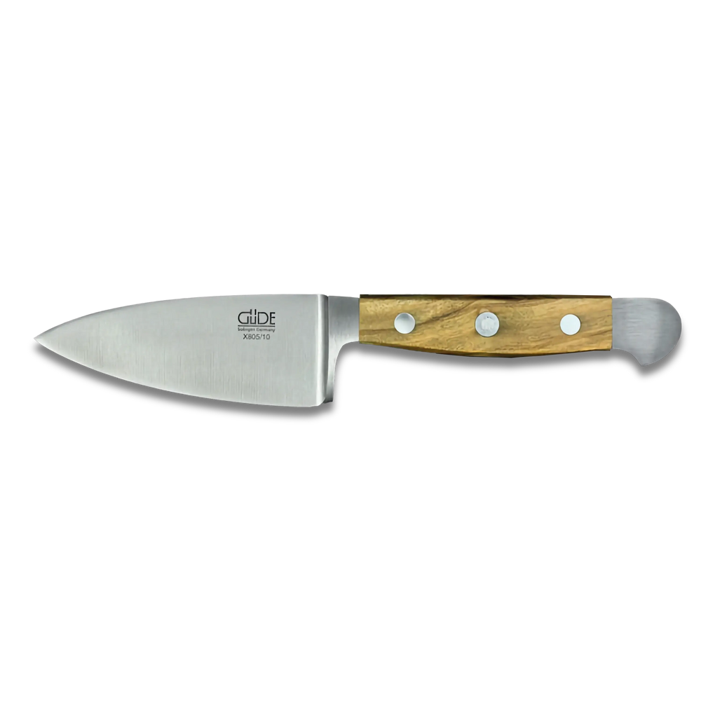 ALPHA OLIVE | Couteau à fromage à pâte dure 10 cm | Acier forgé / Manche en bois d'olivier