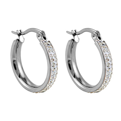 Style YARA : Boucles d'oreilles créoles 'Pavé All the Way' en zircone (petite taille) Argent