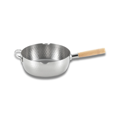 Yoshikawa Yukihira 24cm Casserole en Acier Inoxydable | 3,6L avec Manche en Bois