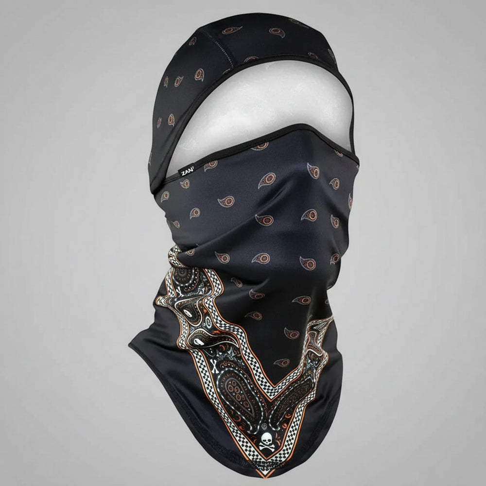 ZANheadgear Convertible Balaclava SportFlex Series Black & Orange Classic Bandana