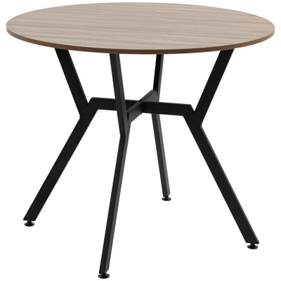 Ainsley 35" Round Dining Table with Steel Frame-Brown