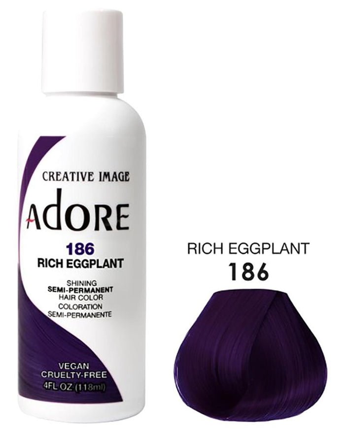ADORE SEMI-PERMANENT HAIR SOLOR - RICH EGGPLANT 186 4OZ