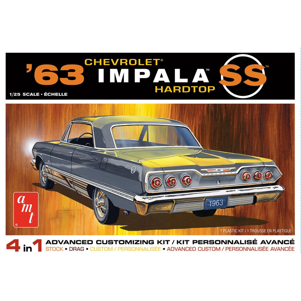 Kit de modèle en plastique AMT 1963 Chevy Impala SS à l'échelle 1:25