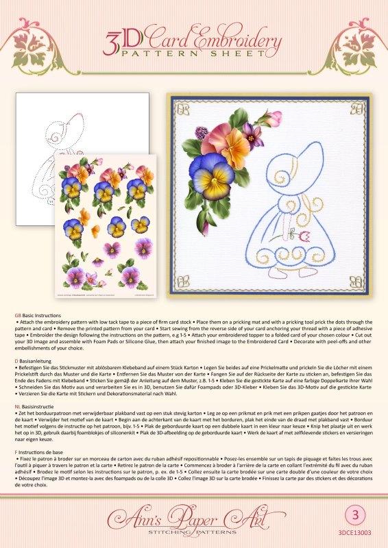 Patron de broderie sur papier Ann - Pensées d'été