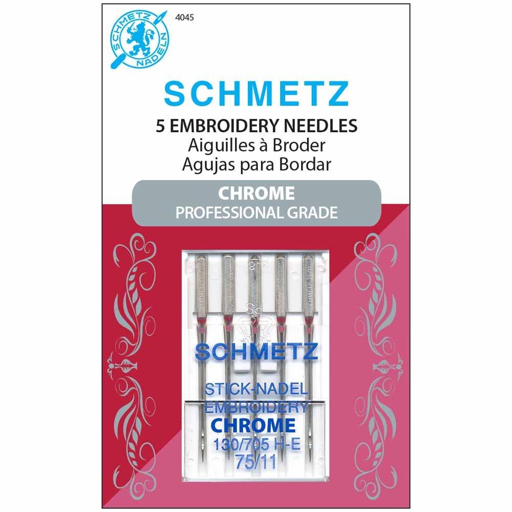 SCHMETZ #4045 Chrome Embroidery - 75/11 - 5 count — Cottage Quilting Ltd.