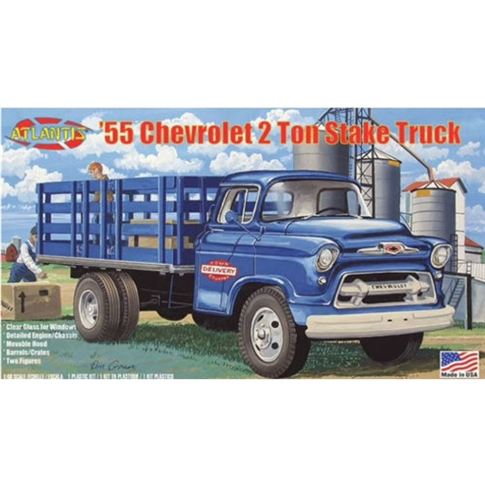Atlantis H1401 '55 Chevrolet 2 Ton Stake Truck Modèle en plastique 1/48 NIB