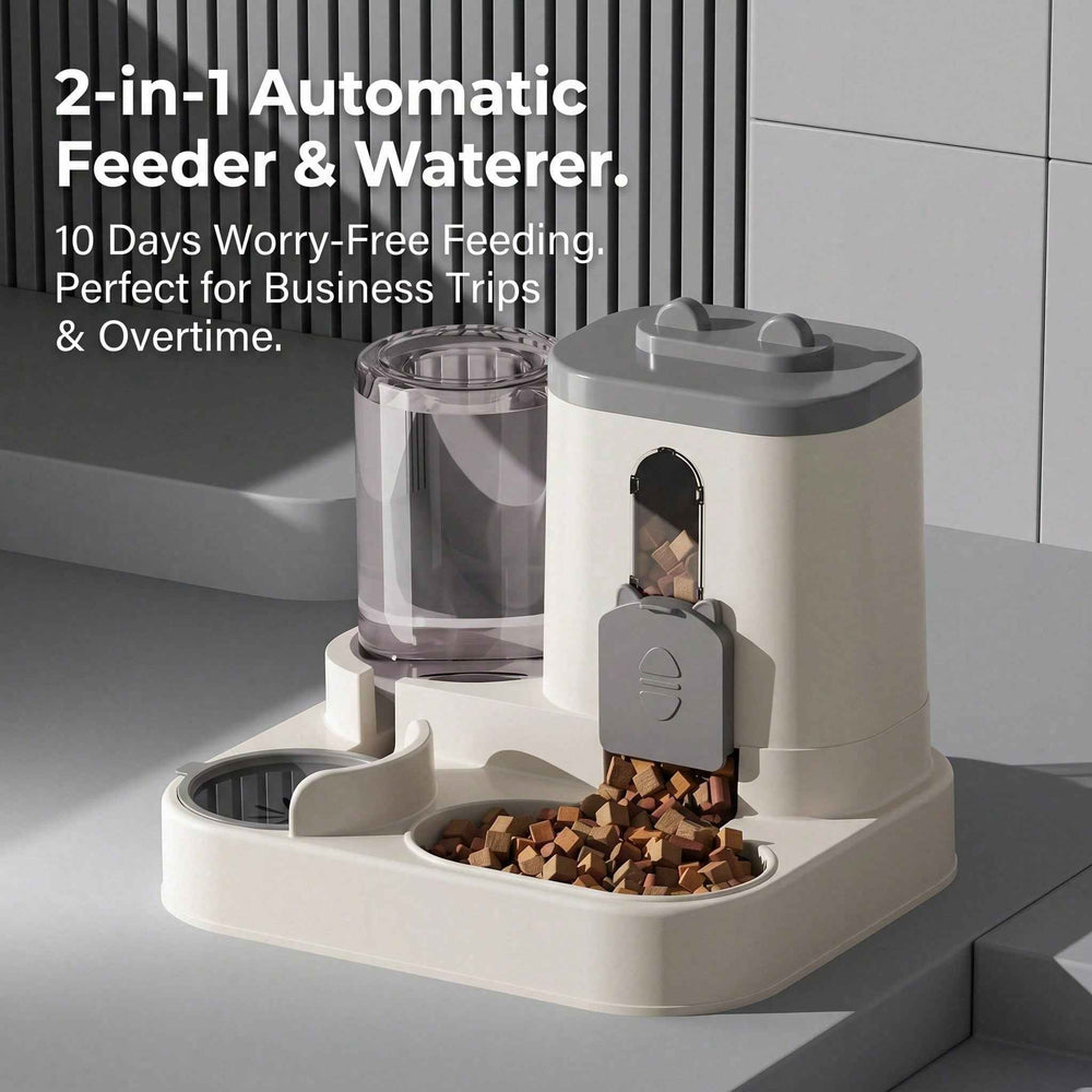 Distributeur automatique de nourriture et d'eau par gravité pour animaux de compagnie, en forme de chat mignon, 4 couleurs. Grande capacité, base stable antidérapante et amovible. Pour chats, chiots et petits animaux, usage intérieur.