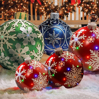 Giant Inflatable 60cm Christmas Ball Ornaments, Outdoor Waterproof PVC Ornament Ball, Holiday Decor, Pack Options