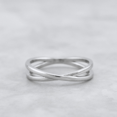 Sterling Silver Crossover Ring