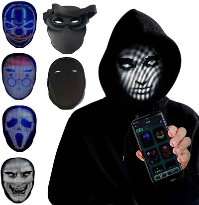 LED Luminous Face Mask – Full-Color Changing Rechargeable Halloween Party Mask