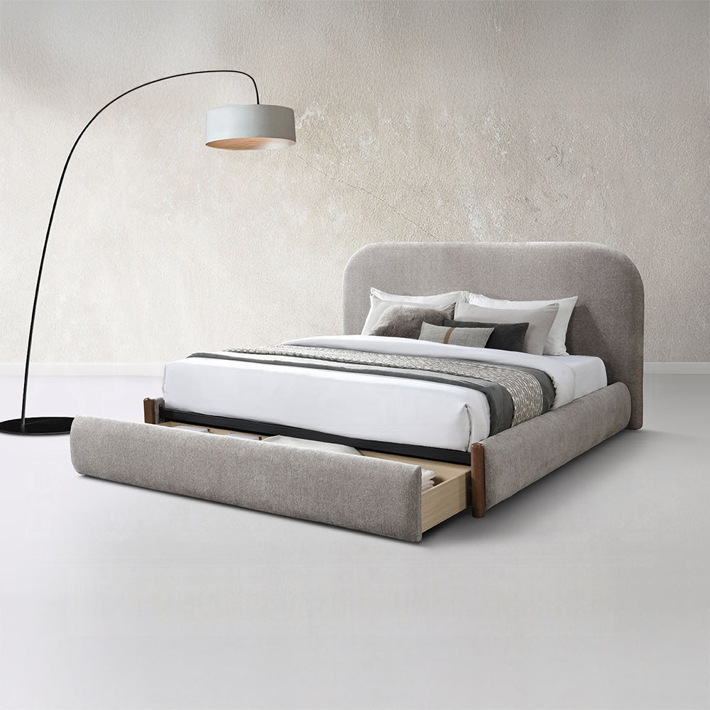 Lit plateforme de rangement Tozko - Gris