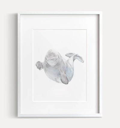 Tirage d'art aquarelle du béluga bébé
