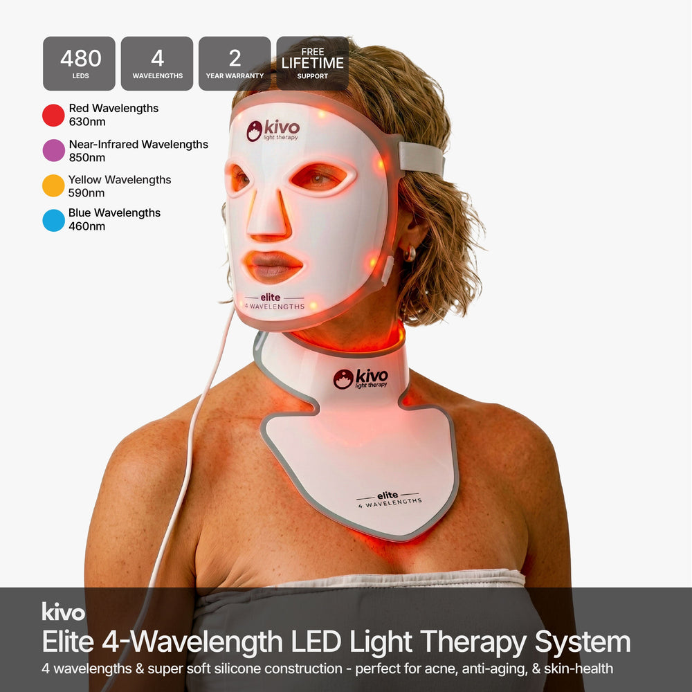 Kivo Elite Face + Neck + Chest: Blue, Yellow, Near-Infrared, and Red Light Therapy System