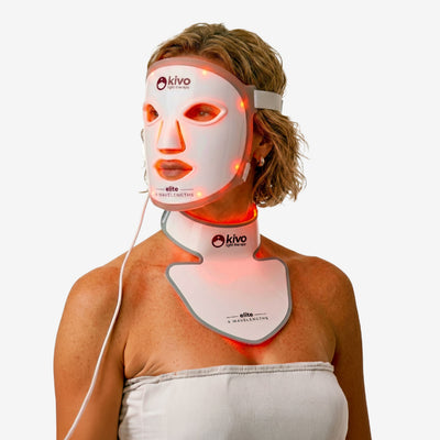 Kivo Elite Visage + Cou + Décolleté : Système de luminothérapie bleue, jaune, proche infrarouge et rouge