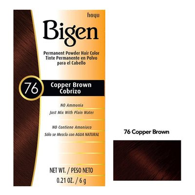 BIGEN POUDRE COLORANTE PERMANENTE POUR CHEVEUX 76 - CHÂTAIN CUIVRÉ