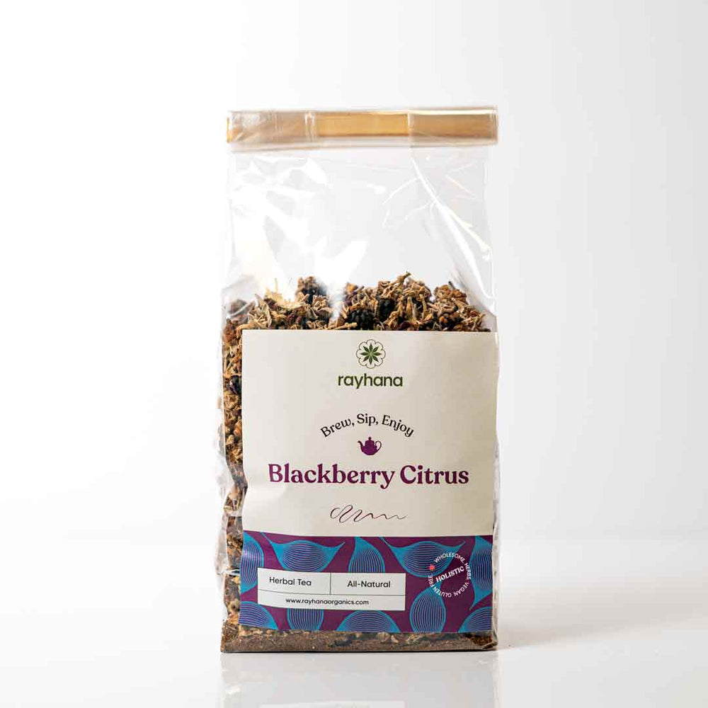 Tisane Mûre-Agrumes – Rayhana Organics – Fleurs de Fruits Séchées