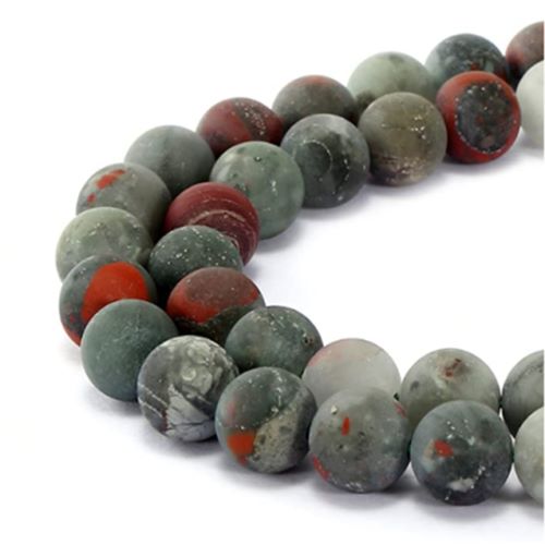 Perles de Jaspe Sanguin Givré d'Afrique