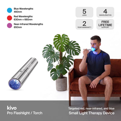 Kivo Pro Red & Blue Light Therapy Flashlight