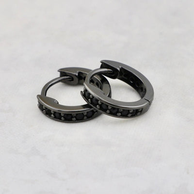 Midnight Sterling Silver Huggie Earrings