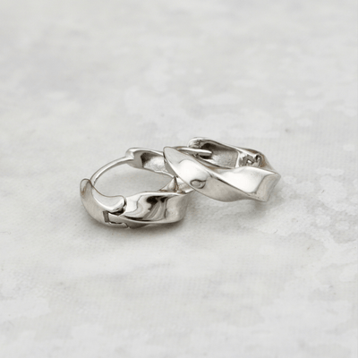 Sterling Silver Twisted Huggie Earrings