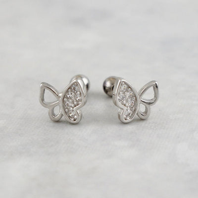Sparkling Butterfly Sterling Silver Earrings