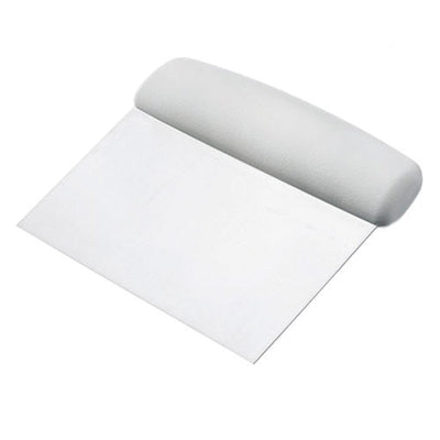 Grattage-pâte en acier inoxydable (manche en plastique blanc)