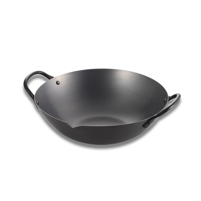 Yoshikawa Cook-Pal Ren 36cm Nitrided Carbon Steel Guangdong Round-Bottom Wok