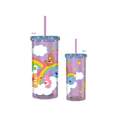 Tasse à Boissons Froides 20 oz Care Bears Nuages & Arc-en-ciel avec Couvercle Strassé