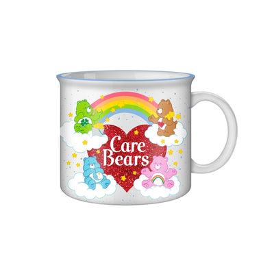 Tasse à café style campeur « Care Bears Cœur Arc-en-ciel Scintillant » de 20 oz en céramique