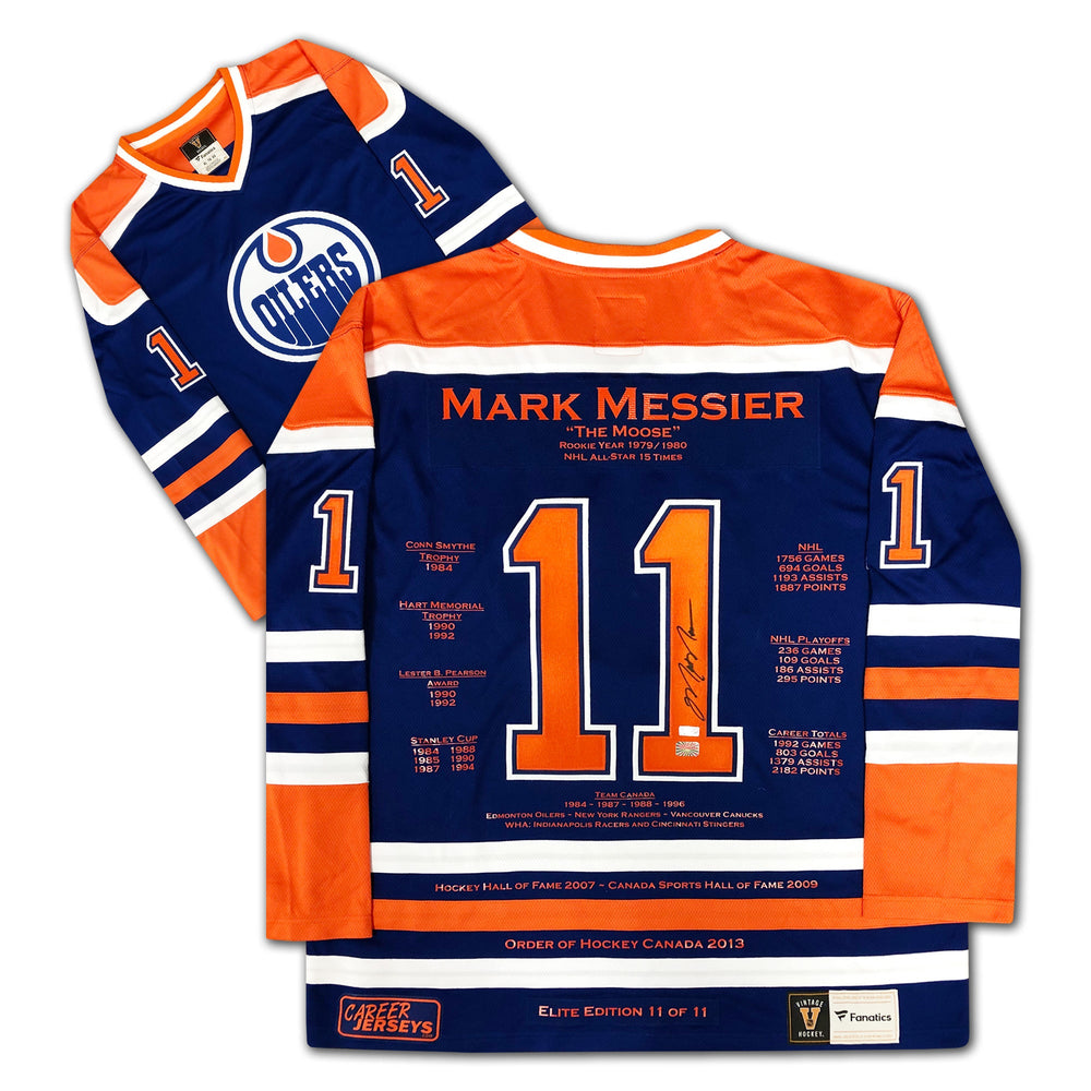 MARK MESSIER EDMONTON OILERS CAREER JERSEY ELITE EDITION #11 OF 11 – SIGNED – (SIZE L OR XL) – AUTOGRAPH AUTHENTIC LIMITED COLLECTIBLE
