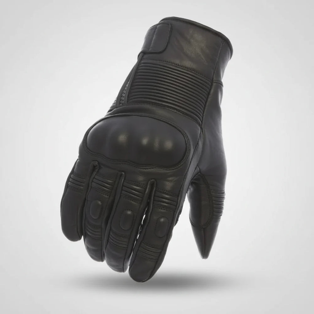 Gants de moto en cuir Cascade pour hommes. Gants de motard blindés avec jointures en caoutchouc et fermeture à glissière