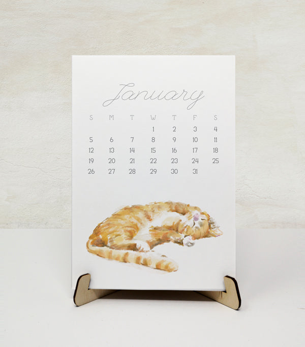 Calendrier de bureau 2027 : Art aquarelle de chats