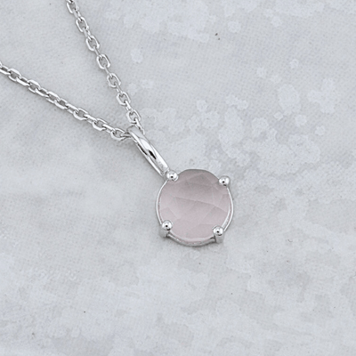 Collier en argent sterling et quartz rose