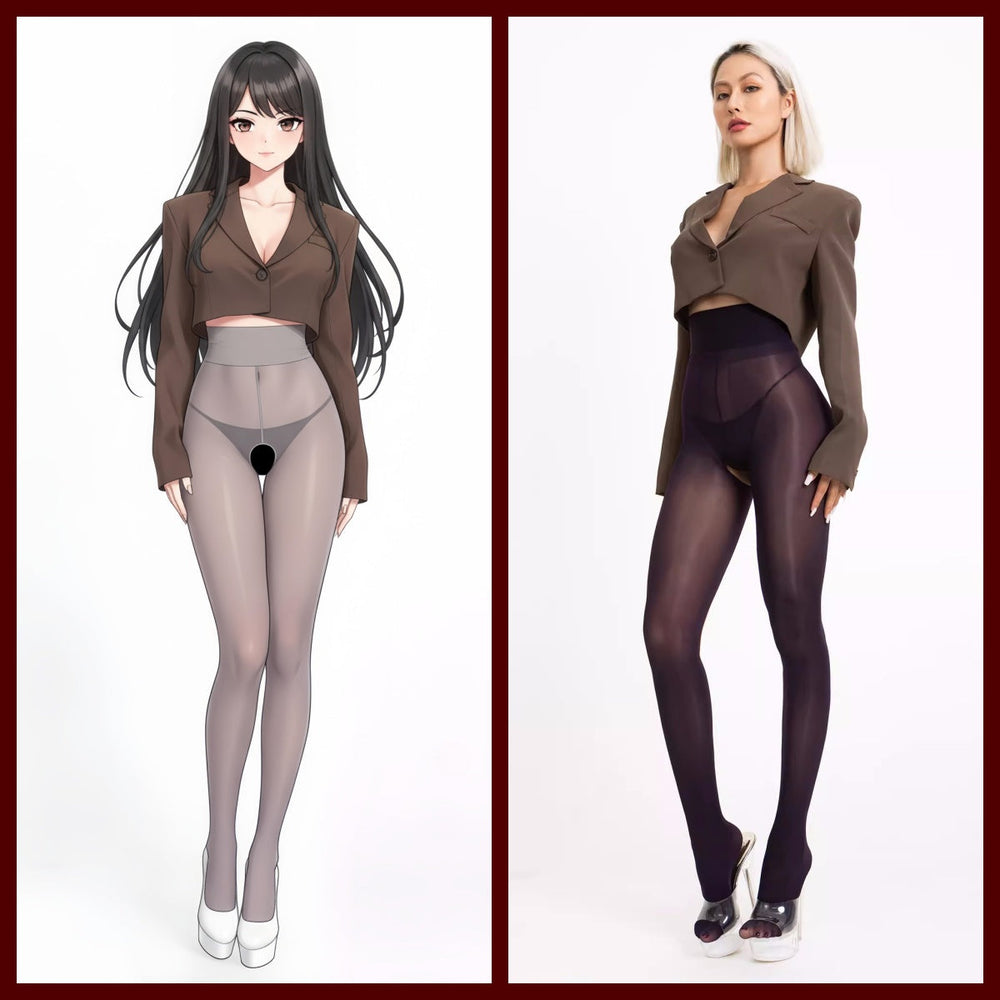 20D Crotchless High Waist Pantyhose Nylon Tights