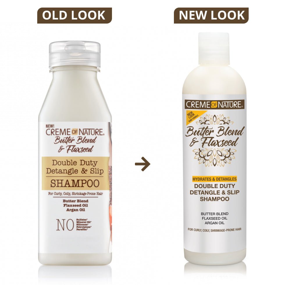 CREME OF NATURE BEURRE DE KARITÉ ET GRAINES DE LIN DOUBLE ACTION SHAMPOOING 355ML