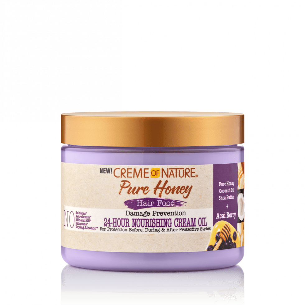 CREME OF NATURE Pure Honey Hair Food Huile Crème Nourrissante 24h Baie d'Açaï 133g