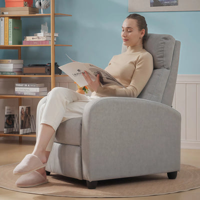 Fauteuil inclinable en tissu gris clair – Fauteuil manuel pour cinéma maison et salon (Livraison aux États-Unis et au Canada seulement)