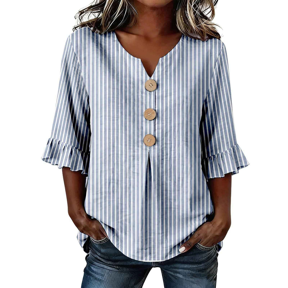 Blouse trois-quarts pour femmes avec boutons et motif floral