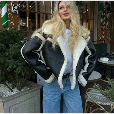 Women's Loose Lamb Wool Short Coat