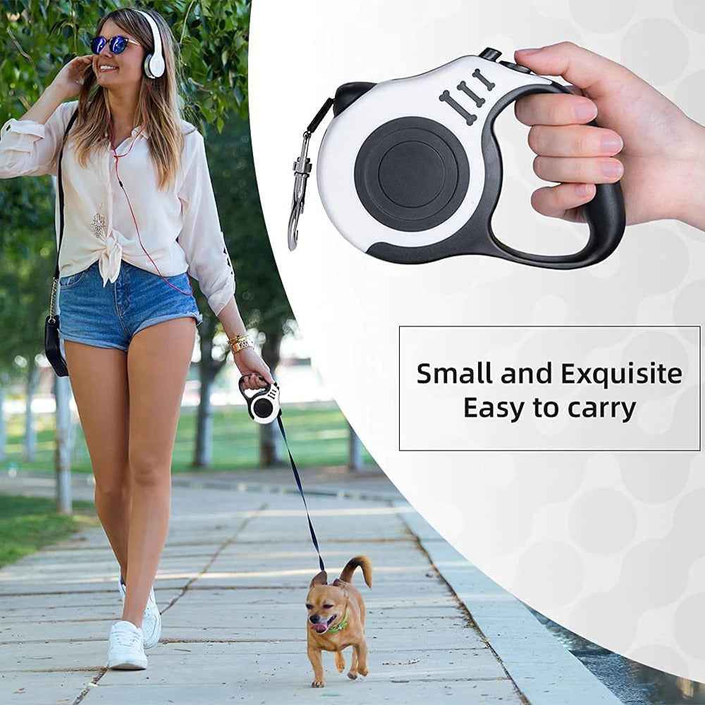 Laisse-roulette rétractable automatique en nylon durable de 3m et 5m pour chiens et chats - Idéale pour la promenade et la course des chiots
