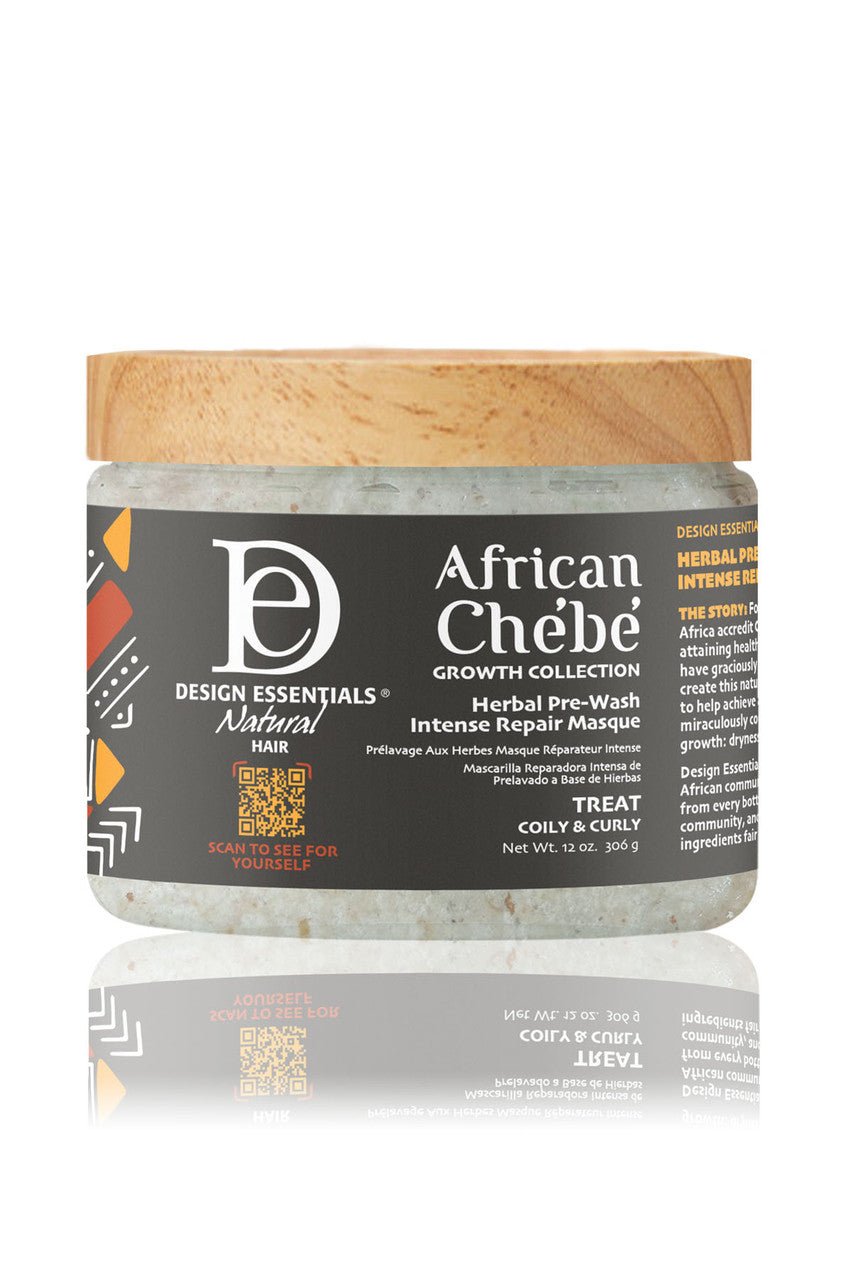 DESIGN ESSENTIALS MASQUE PRÉ-LAVAGE RÉPARATEUR INTENSE AUX HERBES DE CHEBE AFRICAIN 12OZ
